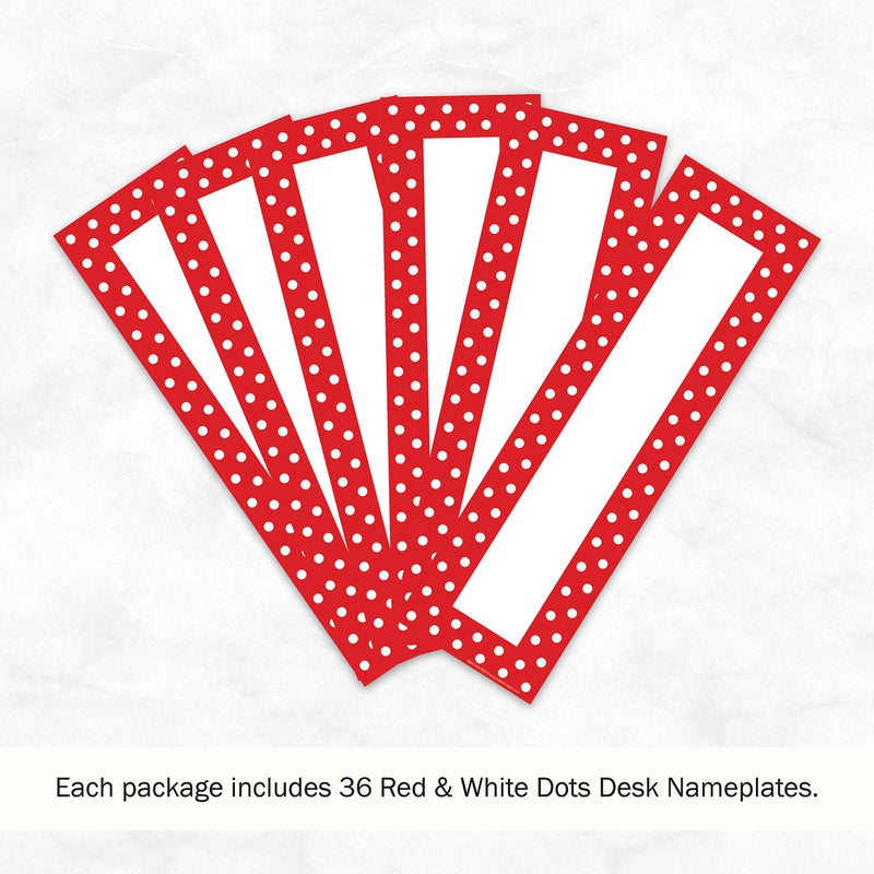 Barker Creek Double-Sided Desk Nameplates & Bulletin Board Signs, Red & White Dots, Multi-Purpose Desk Nameplates, Bulletin Board Signs, Word Walls and More! 3.5 x 12, Pack of 36 (1429) - Image 4